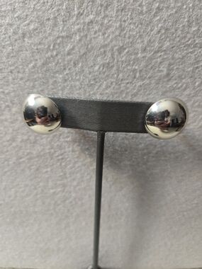 Polished Silver Dome Stud Earrings - Women Jewelry